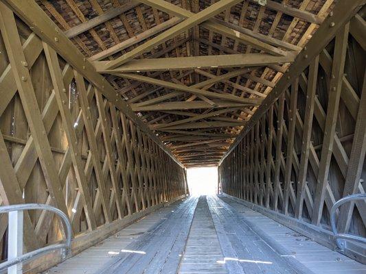 Inside the Red Oak Creek Covered Bridge