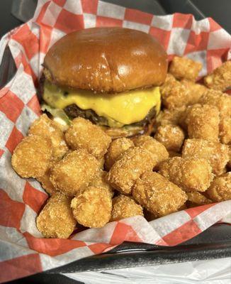 Urban burger and tots