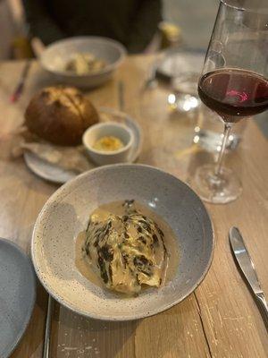 Cabbage with beet bread