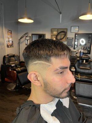 Bald Mid fade combover with beard line up, done by Bam the barber Check out more of his haircuts on Instagram @fadez_by_bam