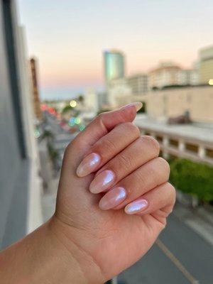 Hailey Bieber Chrome Nails