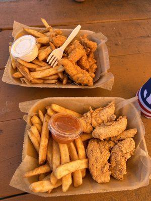 Chicken tendies and crunchy fries