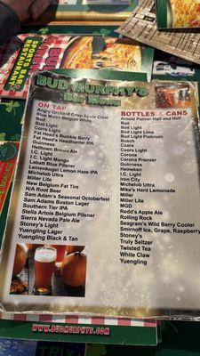 Beer Menu