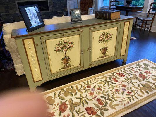 Unique and beautiful Habersham cabinet for our great room.  It makes a beautiful statement in the room!