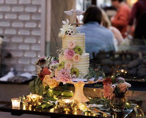 Cake table set up by staffers.