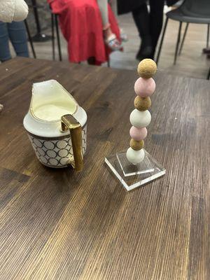 Sugar service with coffee! I mean LOOK at the tower of sugar cylinders!!!