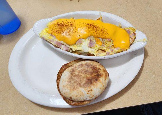 Ham scrambler,English muffin