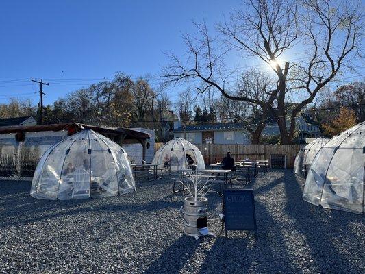 Outdoor seating with igloos