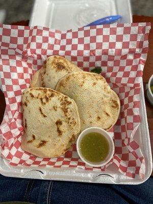 Barbacoa Gordita. Green sauce