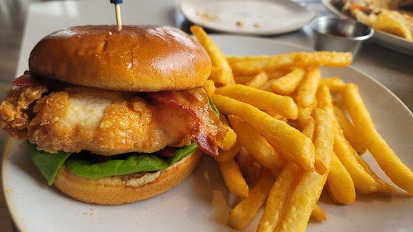 Honey-habanero fried chicken sandwich