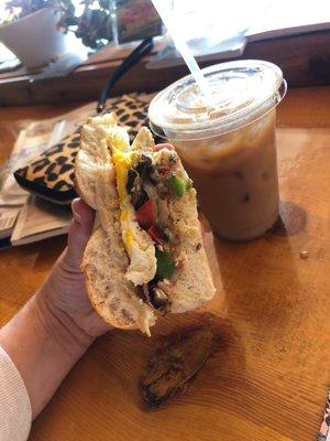 Breakfast Sandwich on Plain Bagel (Vegetarian Version)