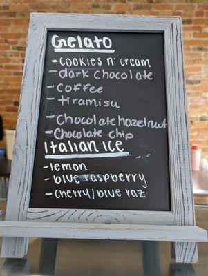 New gelato menu