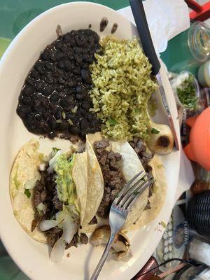 Carne asada tacos plate