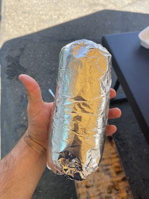 Huge surf and turf burrito. (Shrimp and carne asada)