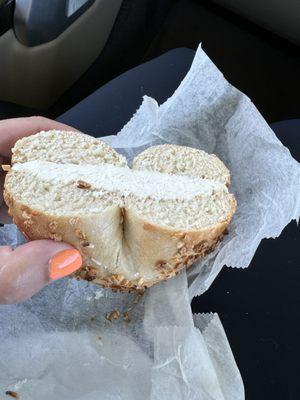 Onion bagel with cream cheese