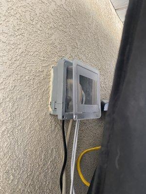 Outdoor tv wiring. Hardwired to receiver inside for zone 2