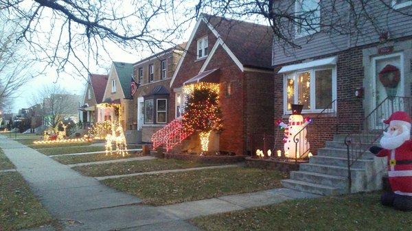 Lights across street from church.