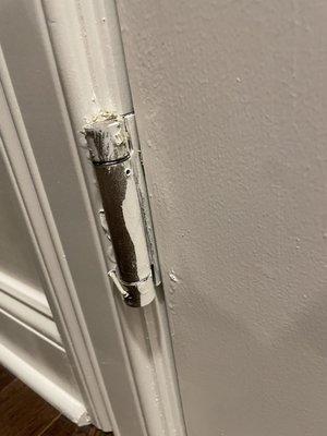 Freshly painted door hinge