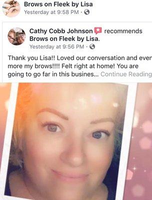 Just one of my reviews on fb Brows by Lisa has 5 stars