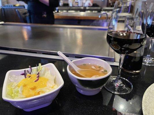 Miso Soup, House Salad, Cabernet Sauvignon