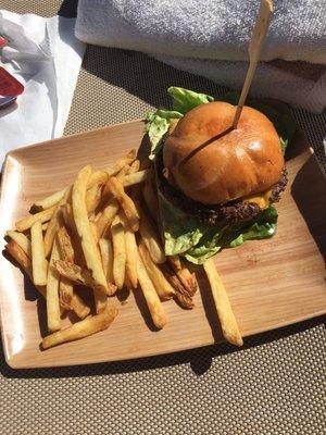 American burger! Definitely a good choice to enjoy by the pool.