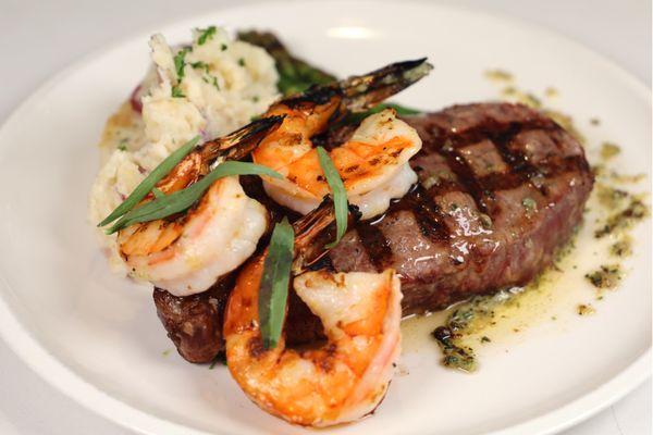 Steak, Shrimp, & Mashed Potatoes