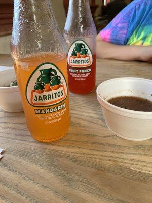 Jarritos and homemade salsa