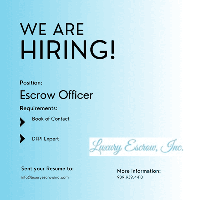 Luxury Escrow is always hiring!