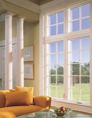 Beautiful casement windows with transom window above (with contour grids)