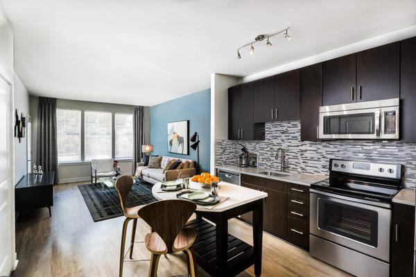 Kitchen with Stainless Steel Appliances and Breakfast Bar