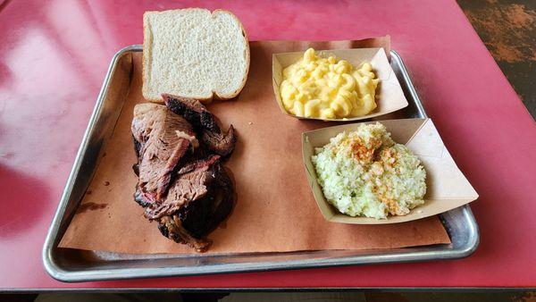 Brisket Plate with Slaw and Mac & Cheese