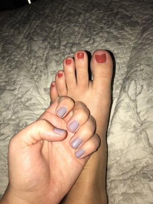 Finger polish change and basic pedi