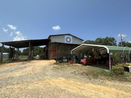 The barn and produce stand.