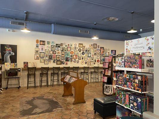 Fun art wall and reading area