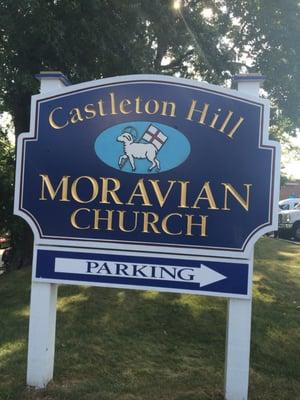 The sign at Castleton Moravian Church