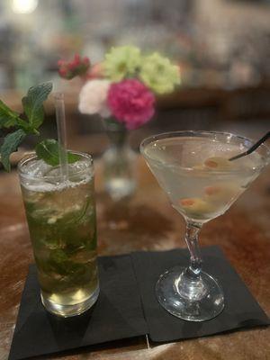 Mint Julep & dirty Martini