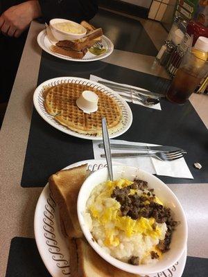 Sausage, Egg & Cheese Grits and Peacon Waffle & Patty Melt.