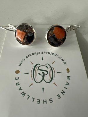 These earrings are handmade by a local artist using pieces of lobster claw shells and mussels with great quality