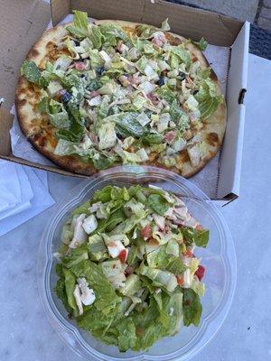 turkey salad and salad pizza