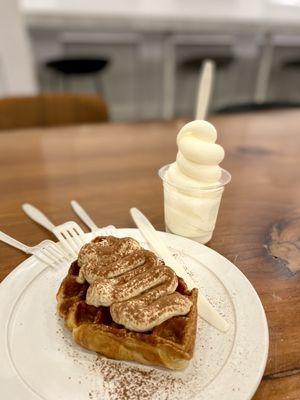 Tiramisu Croffle, Premium Milk Soft Serve