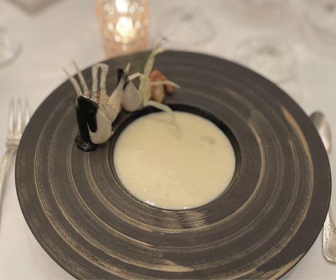 Outstanding FENNEL AND LEMON "VICHYSSOISE"  Anchovy-Stuffed Baby Squid Burrata, Bronze Fennel