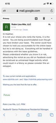 Threat from real estate agent