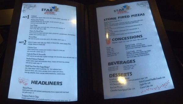 Star class cinemas menu