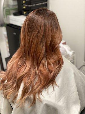 "Rosé" hair color with a subtle balayage lol she had a hard time naming it but man was it beautiful.