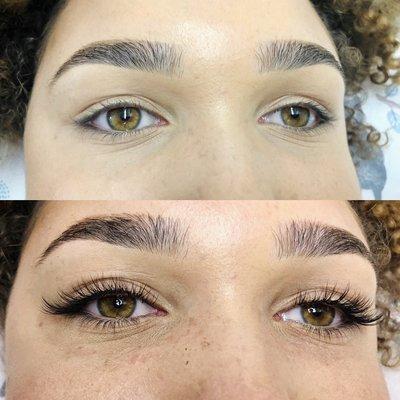 Eyelash extension natural hybrid set