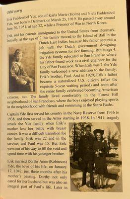 04/29/2024: Celebration of Life for Korean War POW Accounted For After 73 Years -- US Army Captain Erik F. Yde