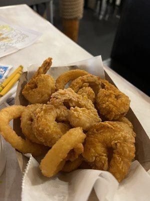 Lunch portion of fried shrimp