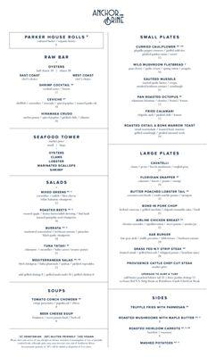 Dinner Menu