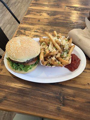 Hamburger, Parmesan Garlic Fries