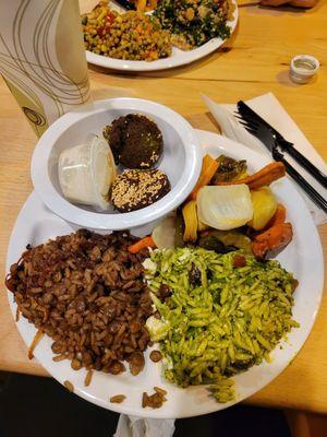 ORZO PASTA SALAD, MJADARAH, FALAFEL, and ROASTED VEGETABLES. 10/10